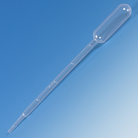Globe Scientific Transfer Pipet, 5.0mL, Large Bulb, Graduated to 1mL, 150mm, 500/Dispenser Box Image